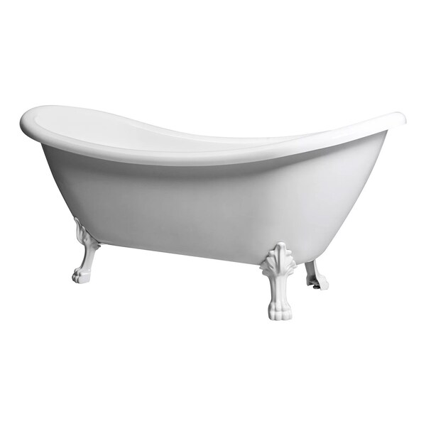 Castello Usa Daphne 69" White Acrylic Clawfoot Tub With White Feet CB-26-69-W-T-WH - main